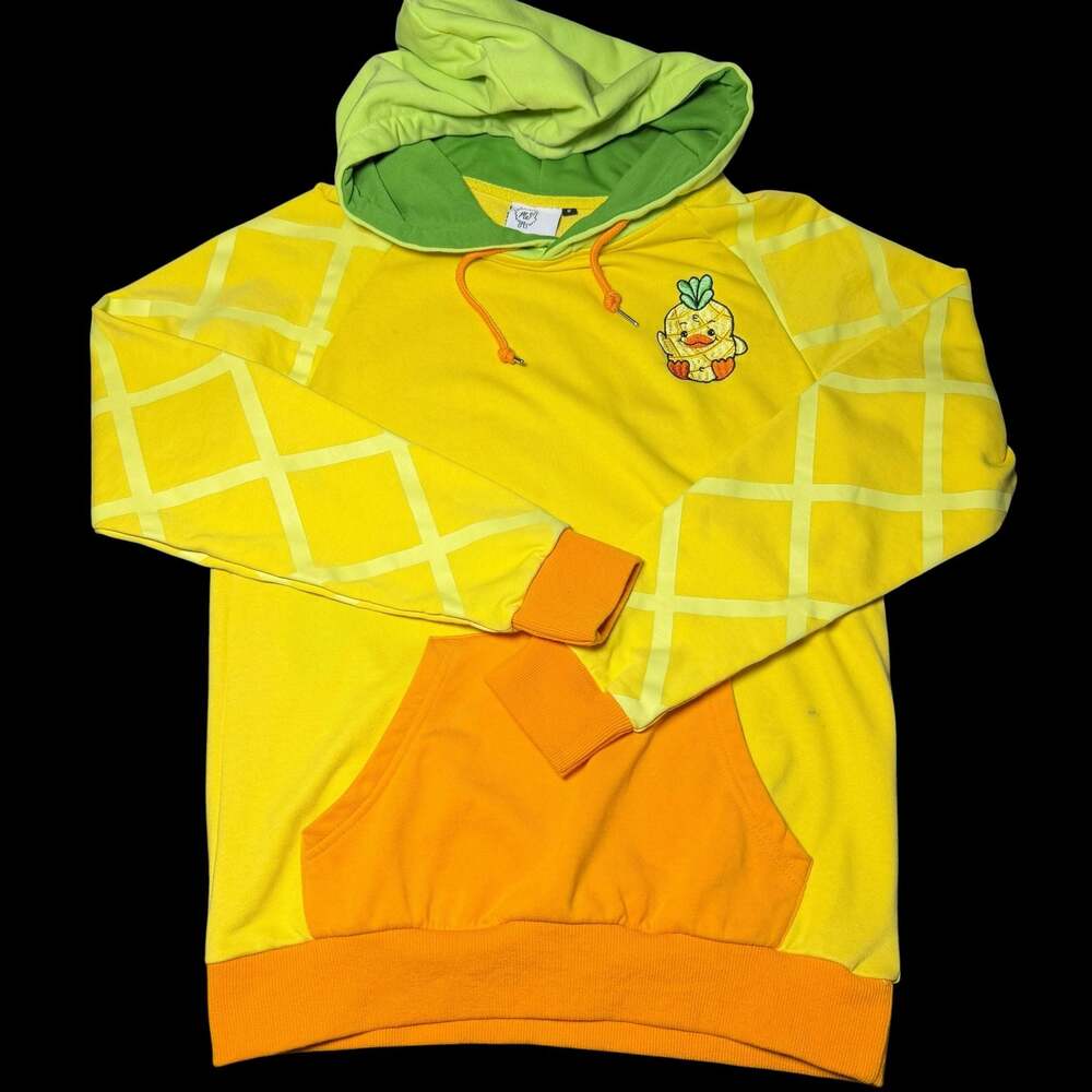 Moriah Elizabeth Georgie Pineapple Duck Yellow Hoodie Sweatshirt Size S